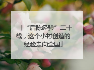 “后陈经验”二十载，这个小村创造的经验走向全国