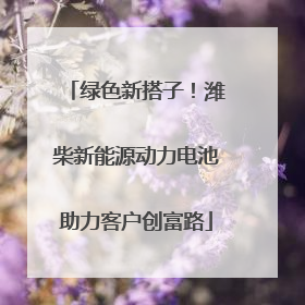 绿色新搭子！潍柴新能源动力电池助力客户创富路