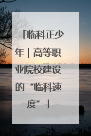 临科正少年｜高等职业院校建设的“临科速度”