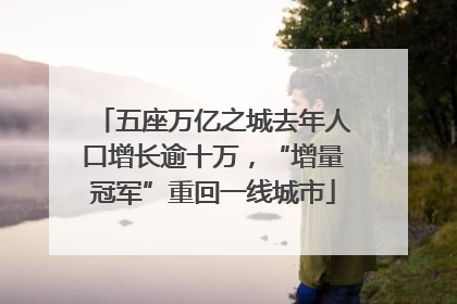 五座万亿之城去年人口增长逾十万，“增量冠军”重回一线城市