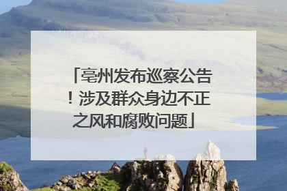 亳州发布巡察公告！涉及群众身边不正之风和腐败问题