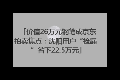 价值26万元钢笔成京东拍卖焦点：沈阳用户“捡漏”省下22.5万元