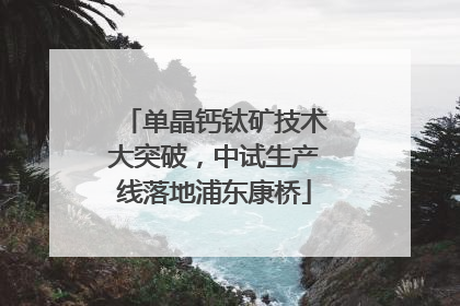 单晶钙钛矿技术大突破，中试生产线落地浦东康桥