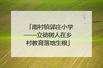 南村镇郭庄小学——立德树人在乡村教育落地生根