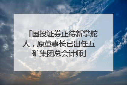 国投证券正待新掌舵人，原董事长已出任五矿集团总会计师