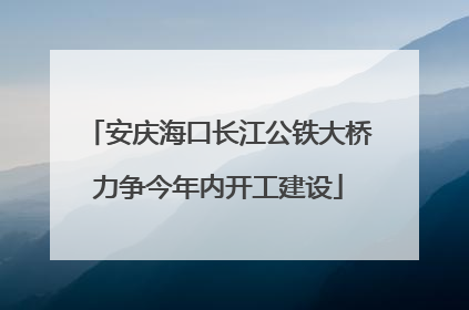安庆海口长江公铁大桥力争今年内开工建设