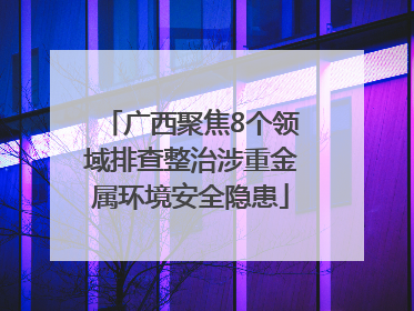 广西聚焦8个领域排查整治涉重金属环境安全隐患