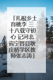 扎根乡土育桃李 三十八载守初心 记河北省宁晋县耿庄桥学区教师张志涛