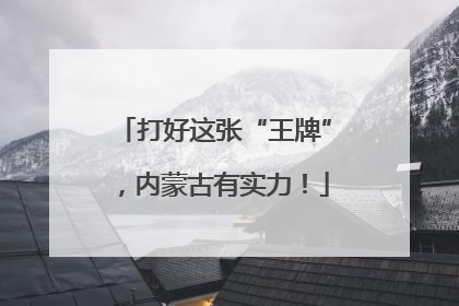 打好这张“王牌”，内蒙古有实力！
