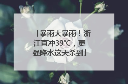 暴雨大暴雨！浙江直冲39℃，更强降水这天杀到