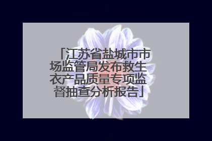 江苏省盐城市市场监管局发布救生衣产品质量专项监督抽查分析报告
