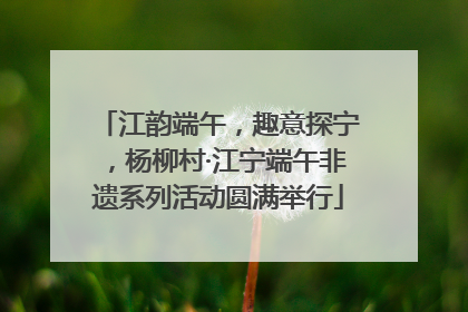 江韵端午，趣意探宁，杨柳村·江宁端午非遗系列活动圆满举行