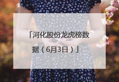 河化股份龙虎榜数据（6月3日）