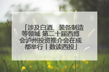 涉及白酒、装备制造等领域 第二十届西博会泸州投资推介会在成都举行丨数读西投