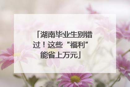 湖南毕业生别错过！这些“福利”能省上万元