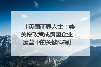 英国商界人士：美关税政策成跨国企业运营中的关键障碍