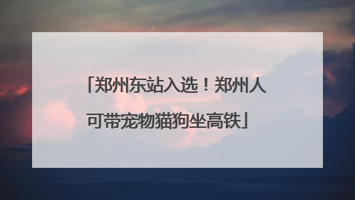 郑州东站入选！郑州人可带宠物猫狗坐高铁