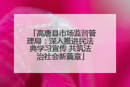 高唐县市场监督管理局：深入推进民法典学习宣传 共筑法治社会新篇章