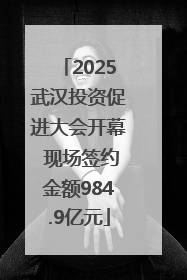 2025武汉投资促进大会开幕 现场签约金额984.9亿元